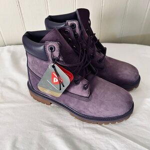 NWT Timberland Premium 6” Waterproof Boots Junior Size 4-Purple Nubuck
